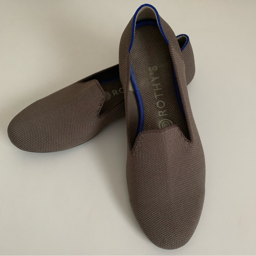 Rothy's Brown Flats with Blue Trim
